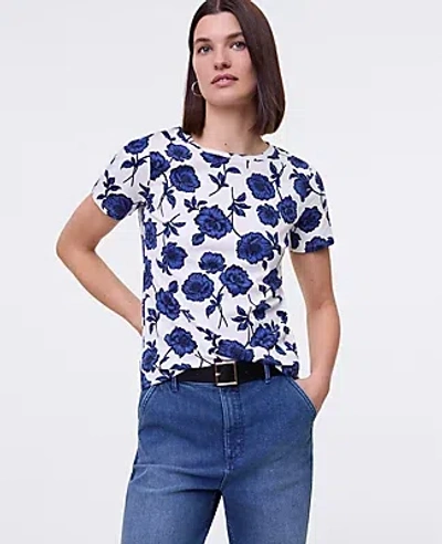 Ann Taylor Floral Crew Neck Tee In Multi
