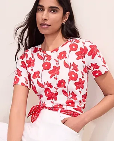 Ann Taylor Floral Crew Neck Tee In Multi