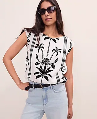 Ann Taylor Floral Crew Neck Top In Multi