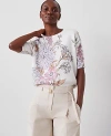 Ann Taylor Floral Elbow Sleeve Sweater Tee In Orchid Hash