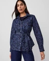 Ann Taylor Floral Flared Denim Shirt In Colorway 1