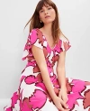 Ann Taylor Petite Floral Flutter Sleeve Midi Dress