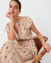 Ann Taylor Floral Flutter Sleeve Midi Flare Dress In Baguette
