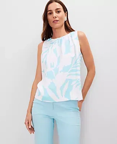 Ann Taylor Floral Gathered Sleeveless Top In Multi