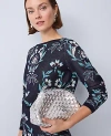 Ann Taylor Floral Jacquard Boatneck Sweater In Blue