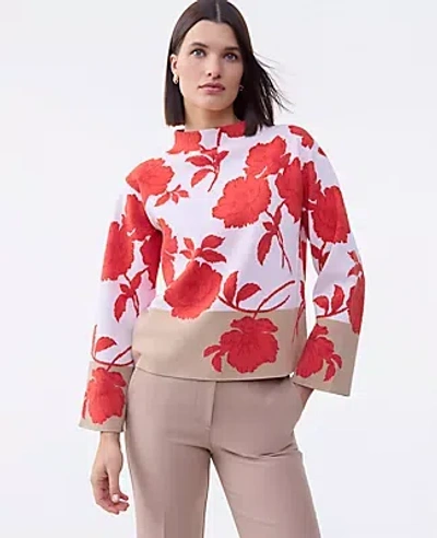 Ann Taylor Floral Jacquard Sweater In Multi