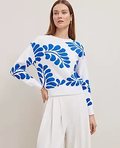 Ann Taylor Floral Jacquard Sweater In Power Blue