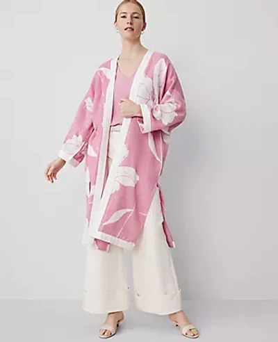 Ann Taylor Floral Kimono In Enchanted Pink