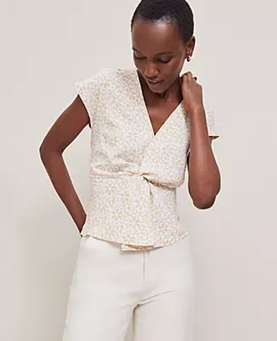 Ann Taylor Floral Knotted V-neck Top In Sands Edge