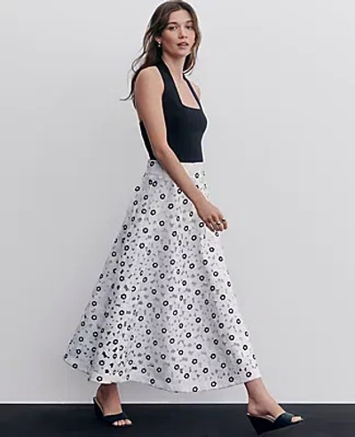 Ann Taylor Floral Lace Full Skirt In White