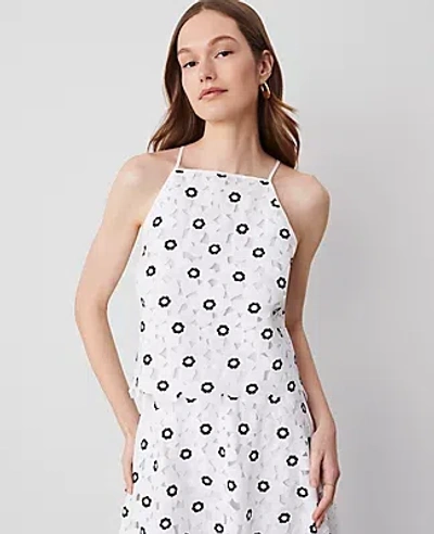 Ann Taylor Floral Lace Halter Top In White