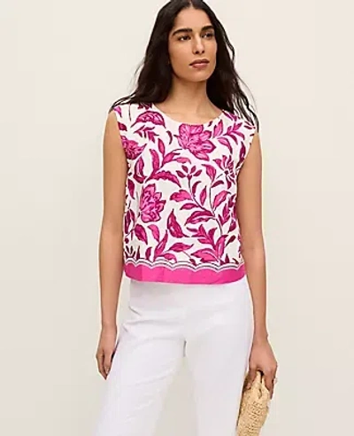 Ann Taylor Floral Linen Blend Shell Top In Multi