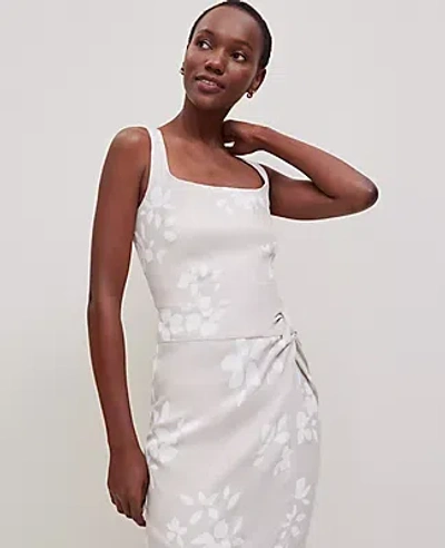 Ann Taylor Floral Linen Blend Tank Top In White