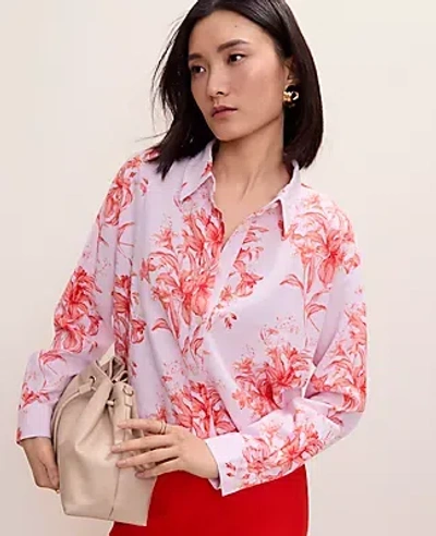 Ann Taylor Floral Linen Button Down Shirt