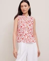 Ann Taylor Floral Linen Sleeveless Shirt