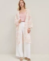 Ann Taylor Floral Long Kimono In White