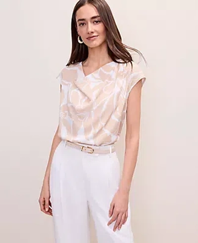 Ann Taylor Floral Mixed Media Cowl Neck Top