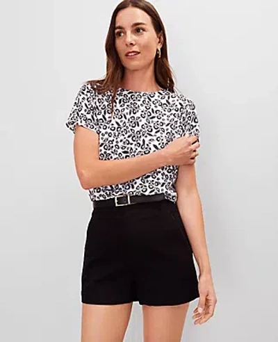 Ann Taylor Floral Mixed Media Crew Neck Tee