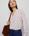 Ann Taylor Floral Mixed Media Pleat Front Top
