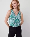 Ann Taylor Floral Mixed Media Tank Top In Mellow Mint