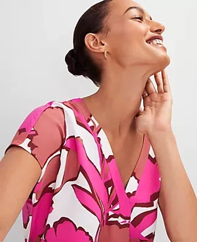 Ann Taylor Floral Mixed Media Top
