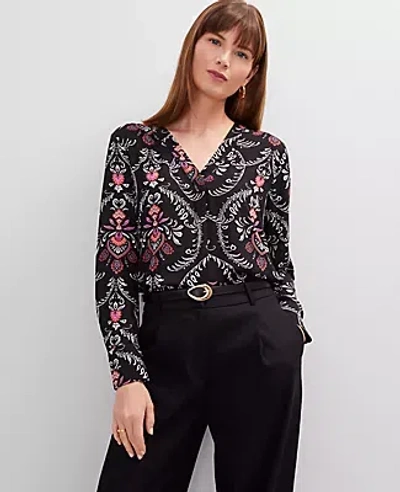 Ann Taylor Floral Mixed Media Top