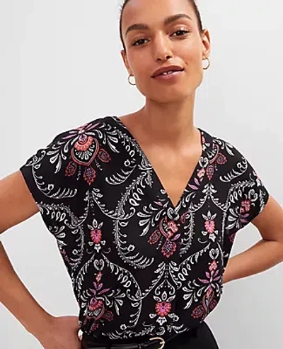 Ann Taylor Floral Mixed Media Top