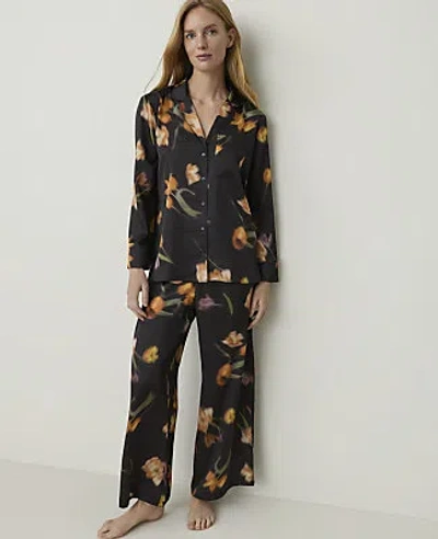 Ann Taylor Floral Pajama Set In Black