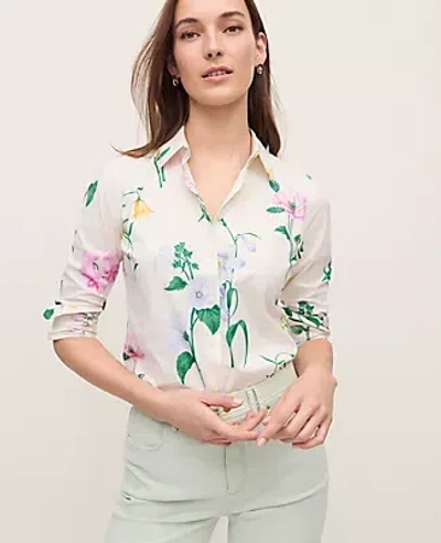Ann Taylor Floral Perfect Shirt In White