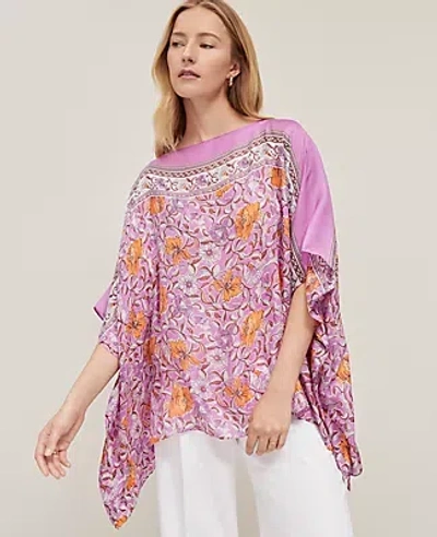 Ann Taylor Floral Poncho In Winter White