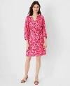 ANN TAYLOR FLORAL PUFF SLEEVE BELTED SHIFT DRESS