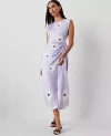 Ann Taylor Floral Ruched Flare Dress In Lilac Bud