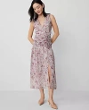 Ann Taylor Floral Ruched Flare Dress In Orchid Glow
