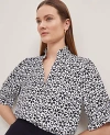 Ann Taylor Floral Ruffle Collar Shirt In Black