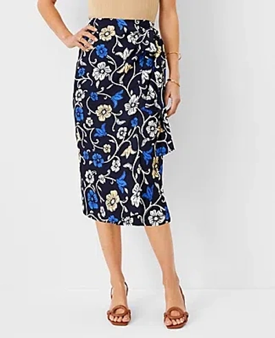Ann Taylor Floral Sarong Wrap Pencil Skirt In Night Sky B