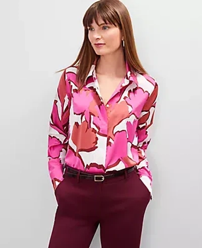 Ann Taylor Floral Satin Essential Shirt