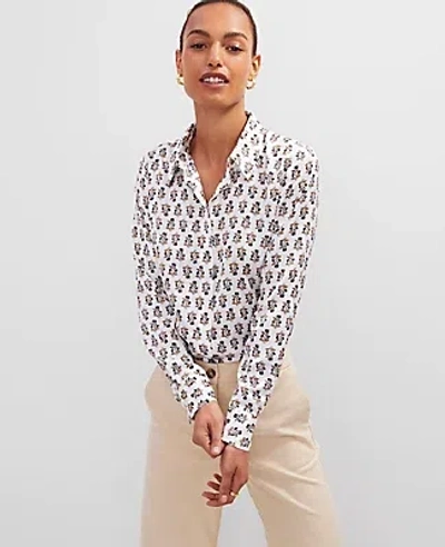 Ann Taylor Floral Satin Essential Shirt