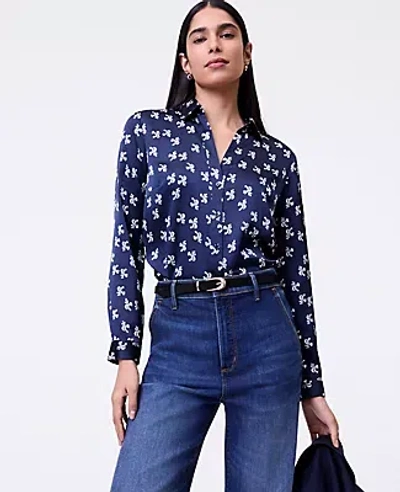 Ann Taylor Floral Satin Essential Shirt In Multi