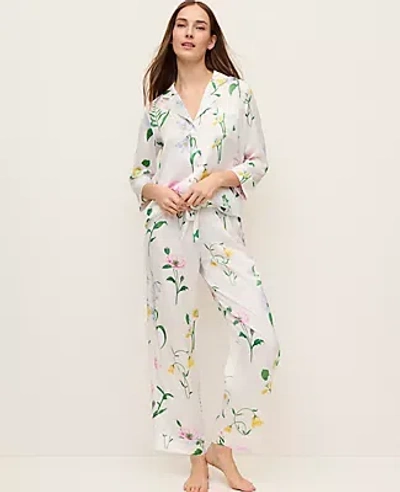 Ann Taylor Floral Satin Pajama Set In Multi