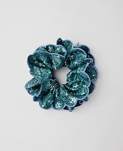 Ann Taylor Floral Scalloped Scrunchie In Mellow Mint