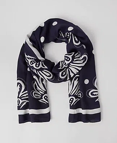 Ann Taylor Floral Scarf In Purple