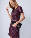 Ann Taylor Floral Sequin Shift Dress In Purple