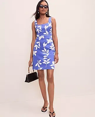 Ann Taylor Floral Sheath Dress In Blue