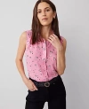 Ann Taylor Floral Shirred Sleeveless Shirt In Enchanted Pink