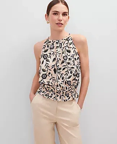 Ann Taylor Floral Shirred Tank Top