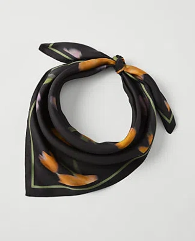 Ann Taylor Floral Silk Scarf In Black