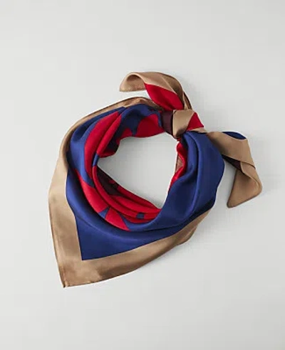Ann Taylor Floral Silk Scarf In Bright Winter Blue