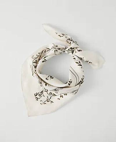 Ann Taylor Floral Silk Scarf In Sea Pearl