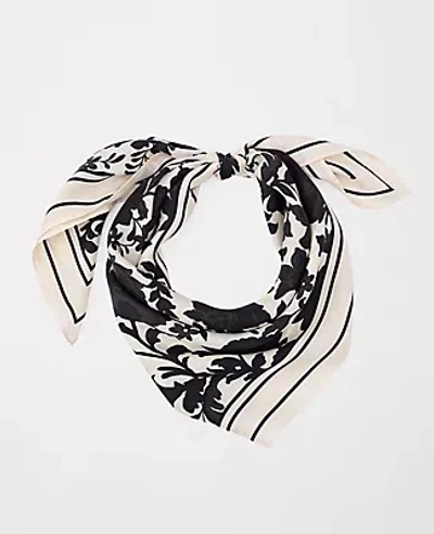 Ann Taylor Floral Silk Scarf In White