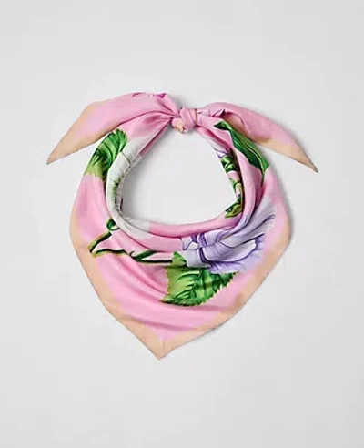 Ann Taylor Floral Silk Scarf In White